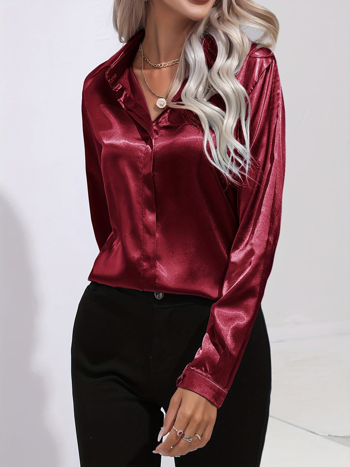 Aaliyah | Satin-Hemd mit Knopfleiste für Damen 9