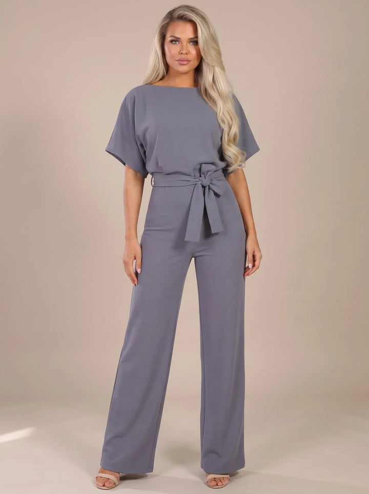 Annika | Damen Jumpsuit mit Bindegürtel und weitem Bein 7