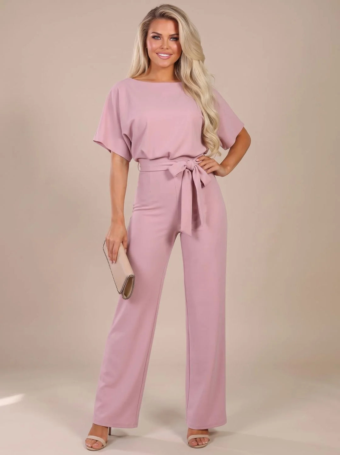 Annika | Damen Jumpsuit mit Bindegürtel und weitem Bein 8