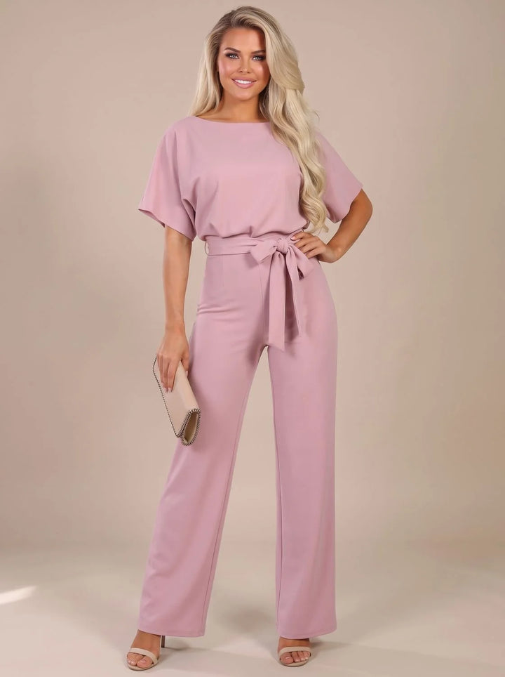 Annika | Damen Jumpsuit mit Bindegürtel und weitem Bein 8