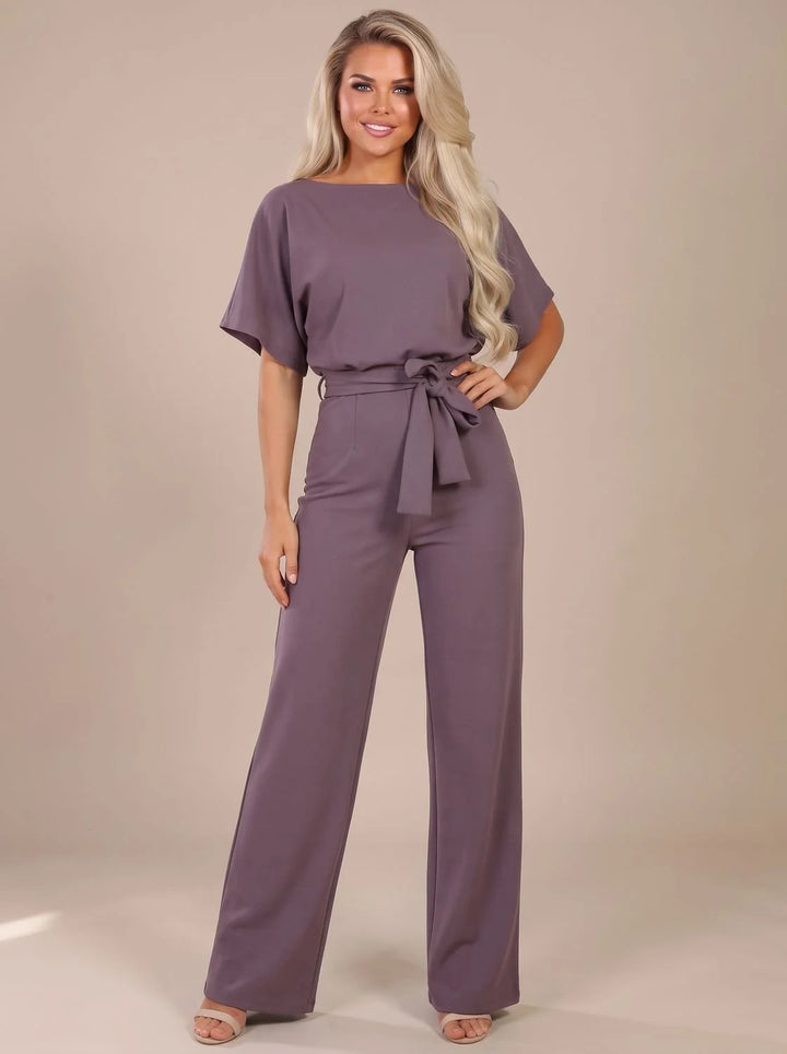 Annika | Damen Jumpsuit mit Bindegürtel und weitem Bein 9
