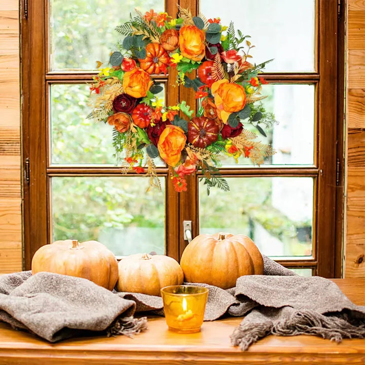 Autumna Charm Herbstlicher Türkranz | Kürbis & Rattan | 40 cm | Handgefertigte Deko für Herbst & Thanksgiving 3