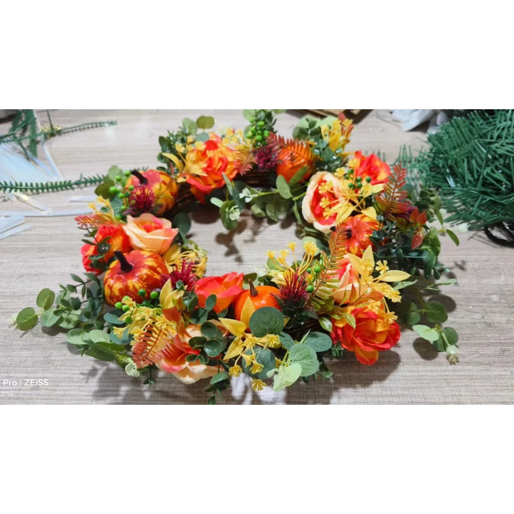 Autumna Charm Herbstlicher Türkranz | Kürbis & Rattan | 40 cm | Handgefertigte Deko für Herbst & Thanksgiving 4