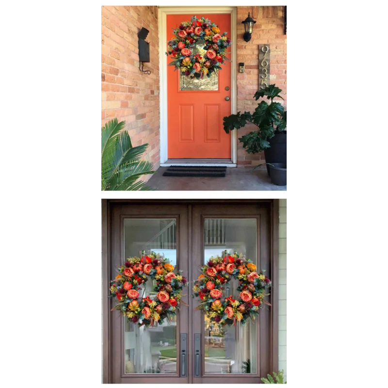 Autumna Charm Herbstlicher Türkranz | Kürbis & Rattan | 40 cm | Handgefertigte Deko für Herbst & Thanksgiving 5
