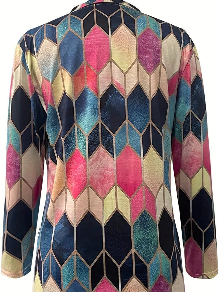 Bianca™ - Buntes Geometrisches Zip-Up Shirt 5
