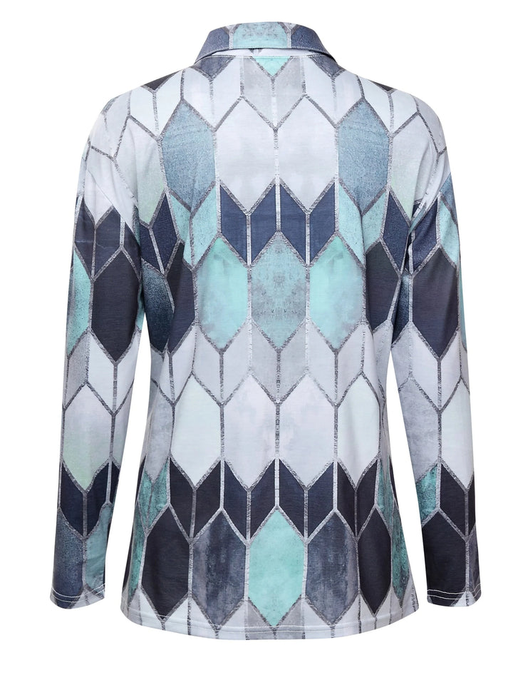 Bianca™ - Buntes Geometrisches Zip-Up Shirt 6