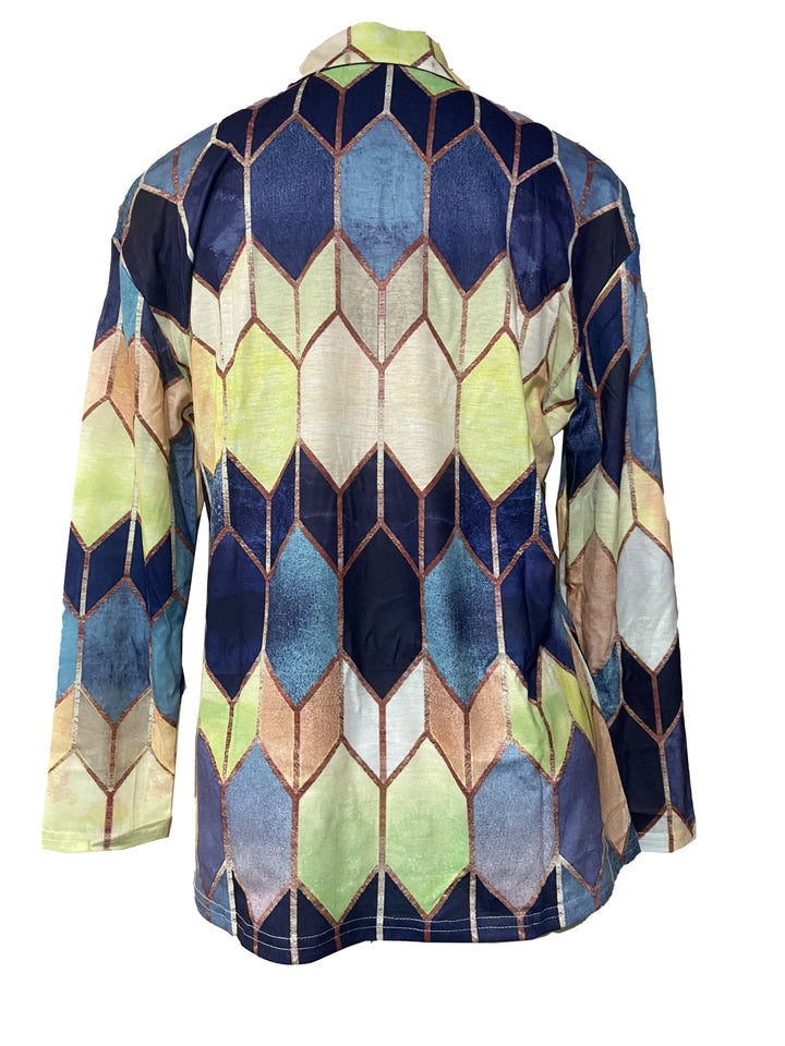 Bianca™ - Buntes Geometrisches Zip-Up Shirt 8