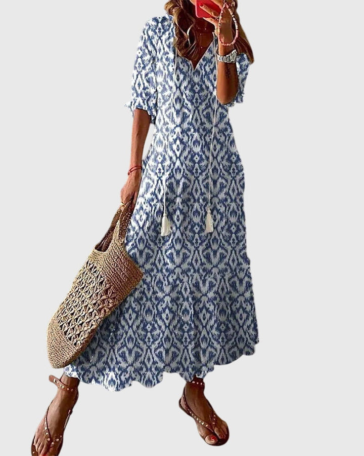Boho Vintage Sommerkleid für Frauen – Elegantes Maxikleid für warme Tage 0