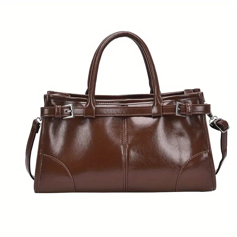 Clara | Große Retro Leder Umhängetasche