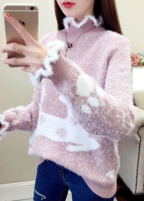 Amaryllis | Kuschelige Damenpullover mit Rüschen und Dicker Nerzstrick