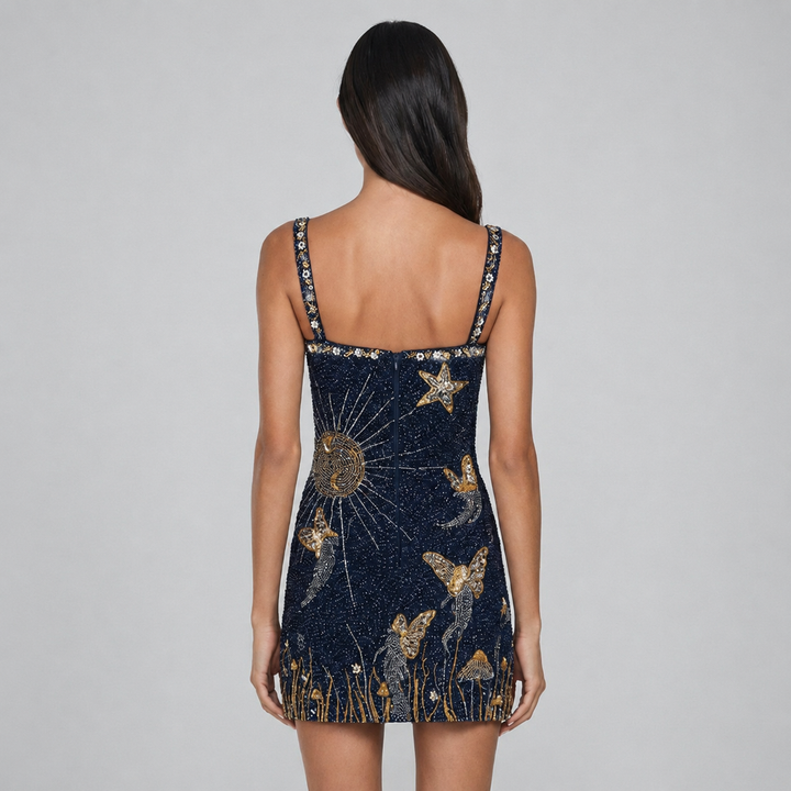 Feminines Glitzer Minikleid Für Besondere Anlässe – Körperbetont Mit Seitenschlitz, Ideal Für Partys Und Romantische Dates