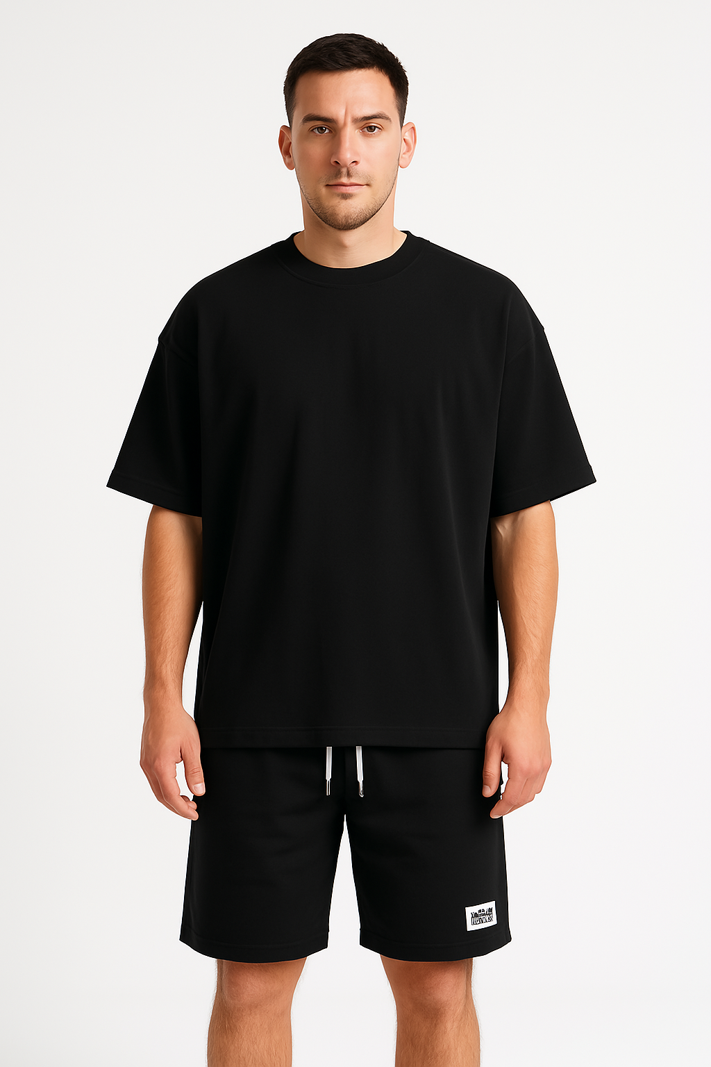  Herren -sportliches Set - entspannte Passform - Kurzarm -Top & Draw String Shorts - atmungsaktive Baumwolle-1