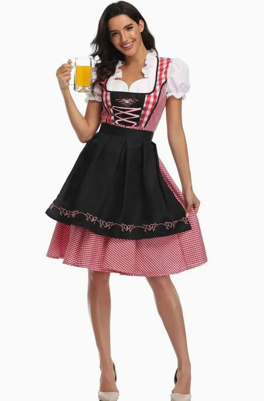 Clara | Damen Kariertes Trachtenkleid Dirndl mit Schürze und Bluse 0