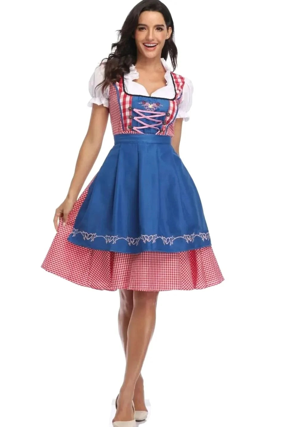 Clara | Damen Kariertes Trachtenkleid Dirndl mit Schürze und Bluse 5