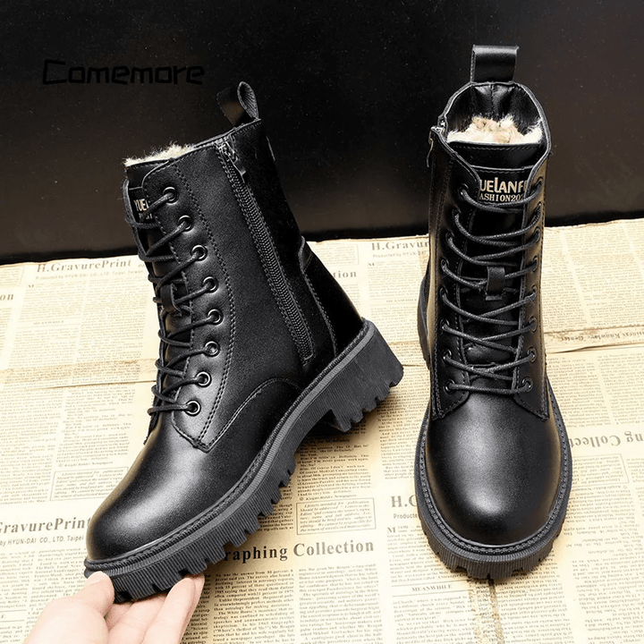 Zhena | Stylische und Warme Winterstiefel mit Reißverschluss und Schnürung
