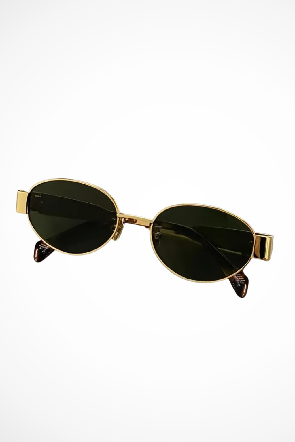 Damen-Sonnenbrille mit ovalem Metallrahmen und dunklen Gläsern 3