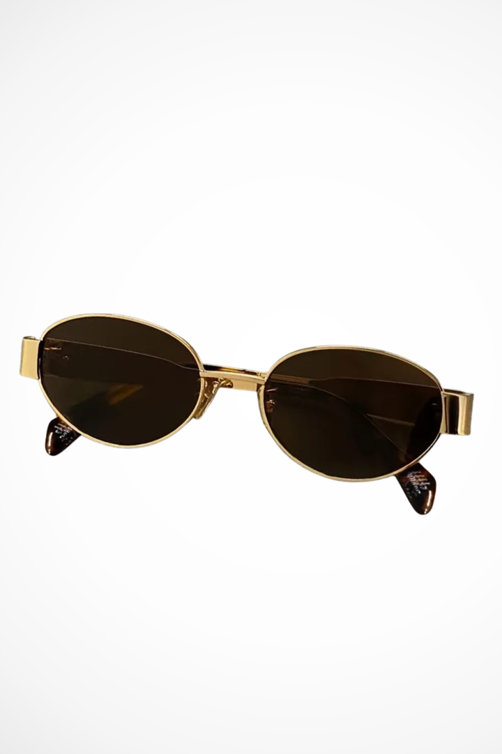 Damen-Sonnenbrille mit ovalem Metallrahmen und dunklen Gläsern 6