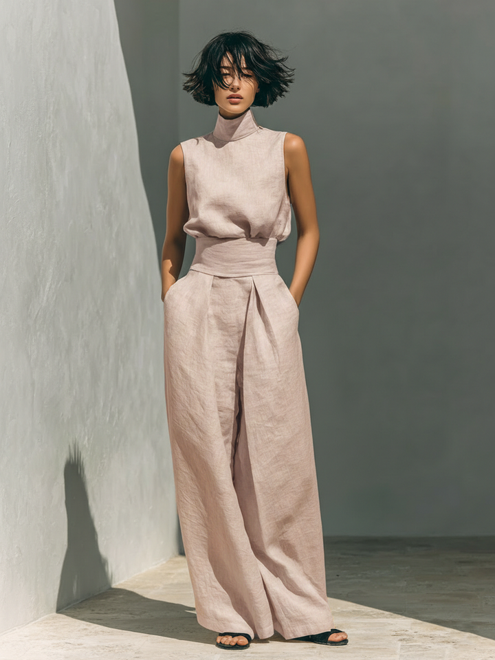 Damen Ärmelloses Blusenset Mit Weitenhose Für Den Sommer – Stylisches Zweiteiler Ensemble Für Warme Tage 4