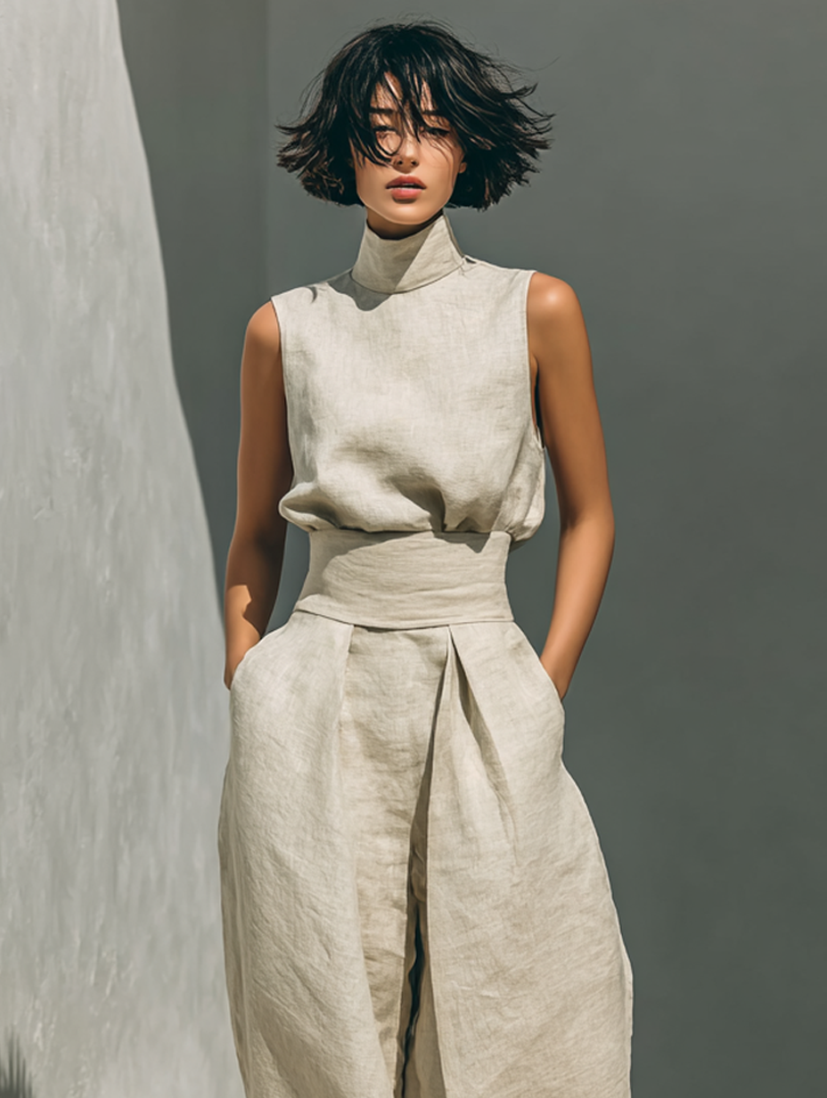 Damen Ärmelloses Blusenset Mit Weitenhose Für Den Sommer – Stylisches Zweiteiler Ensemble Für Warme Tage 5