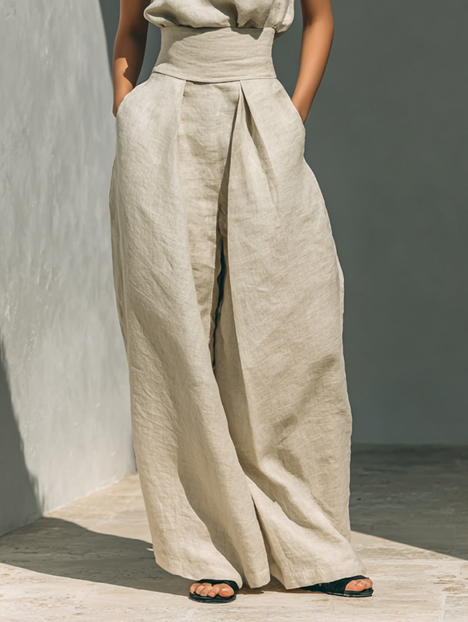 Damen Ärmelloses Blusenset Mit Weitenhose Für Den Sommer – Stylisches Zweiteiler Ensemble Für Warme Tage 6