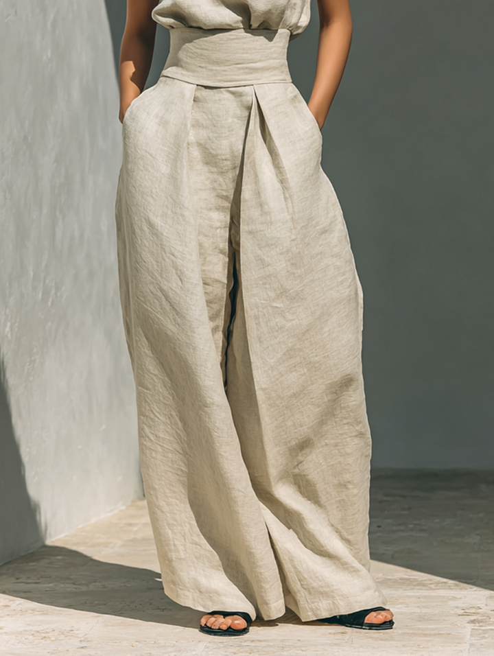 Damen Ärmelloses Blusenset Mit Weitenhose Für Den Sommer – Stylisches Zweiteiler Ensemble Für Warme Tage 6