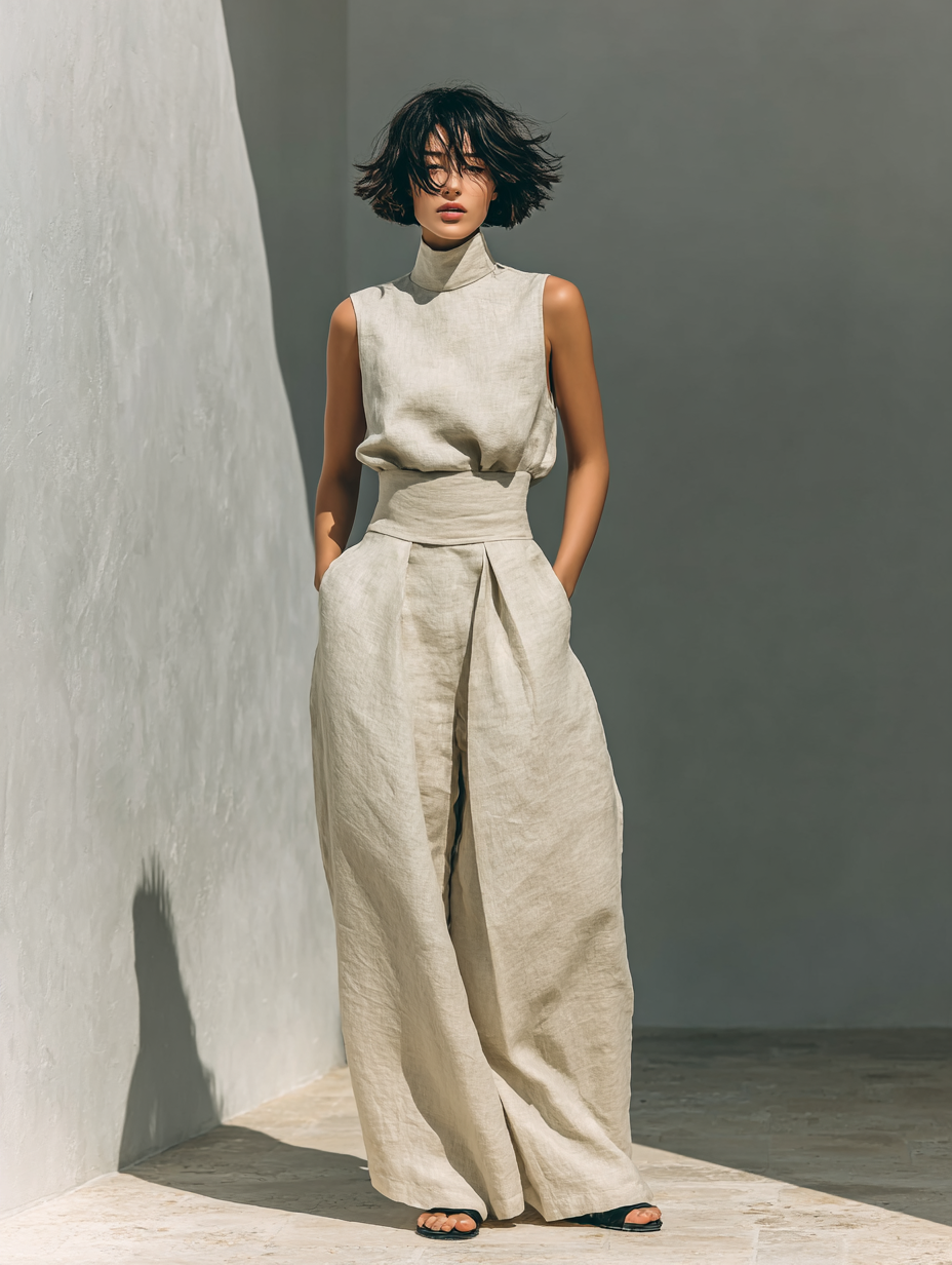 Damen Ärmelloses Blusenset Mit Weitenhose Für Den Sommer – Stylisches Zweiteiler Ensemble Für Warme Tage 7