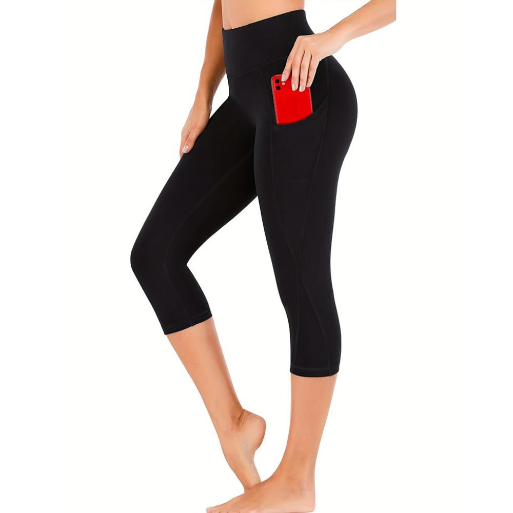 Damen Capri-Baumwollhose Leggings mit Taschen 0