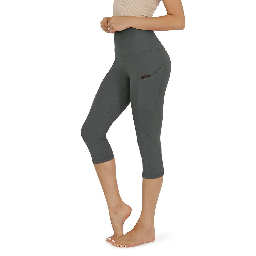 Damen Capri-Baumwollhose Leggings mit Taschen 1