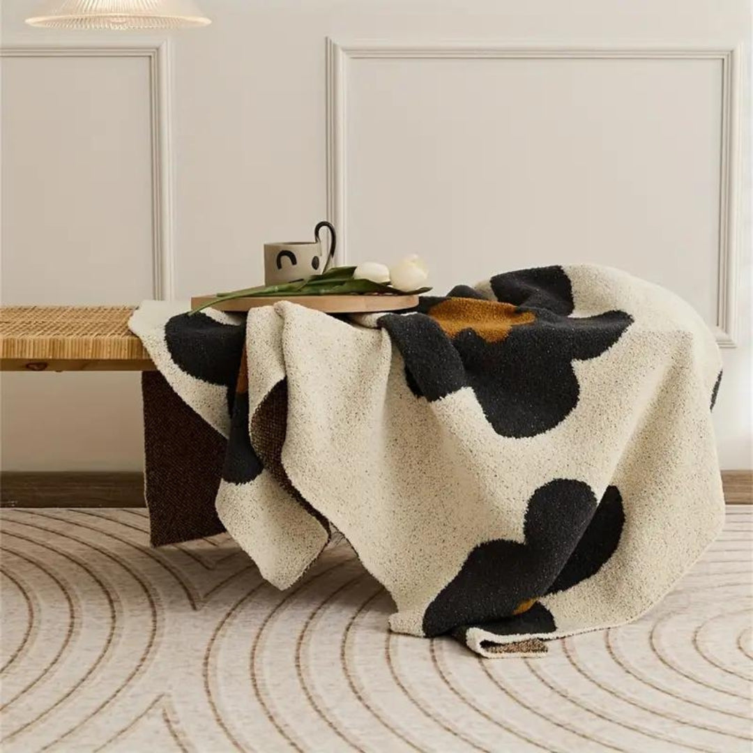 Damen Elegante Floral Strickdecke Hochwertige Wolle 120x150 cm 3