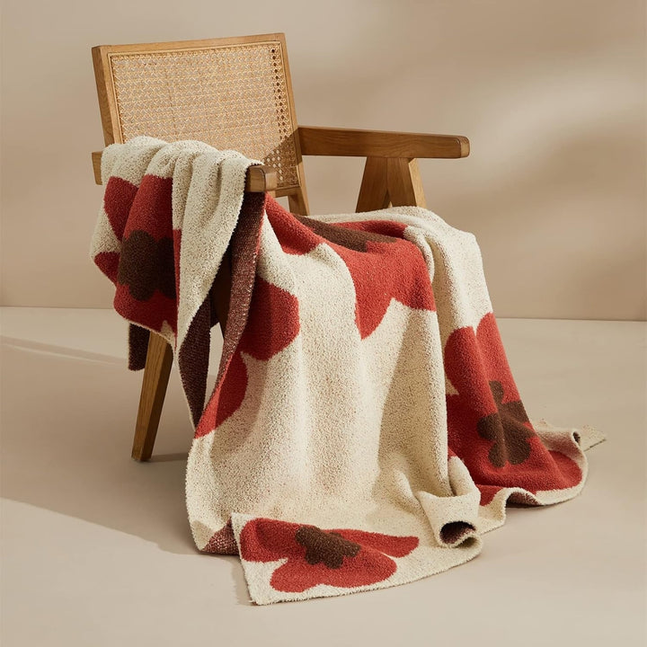 Damen Elegante Floral Strickdecke Hochwertige Wolle 120x150 cm 5