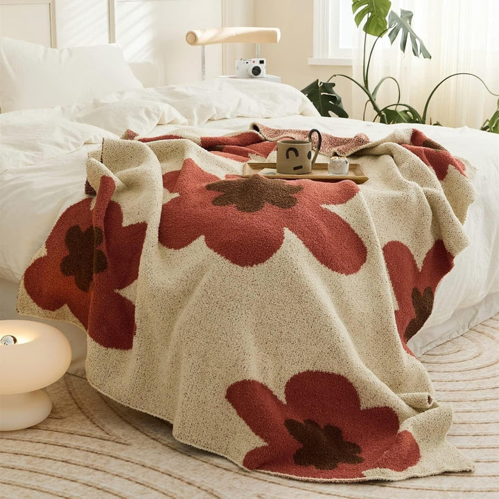 Damen Elegante Floral Strickdecke Hochwertige Wolle 120x150 cm 6
