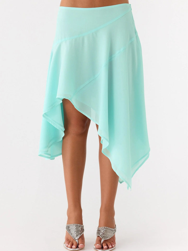 Damen Halbrock mit hoher Taille und asymmetrischem Schnitt 7