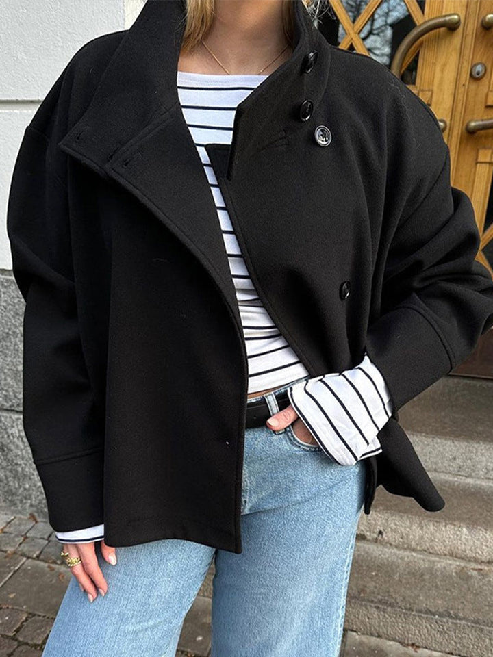 Damen Kurze Doppelbrustjacke Eleganz Wolle 2