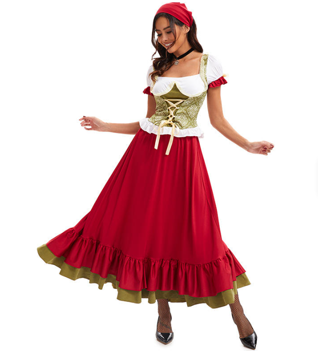 Damen Langes Traditionell Dirndl Kleid | Oktoberfest 0