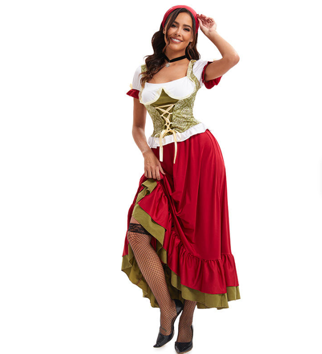 Damen Langes Traditionell Dirndl Kleid | Oktoberfest 3