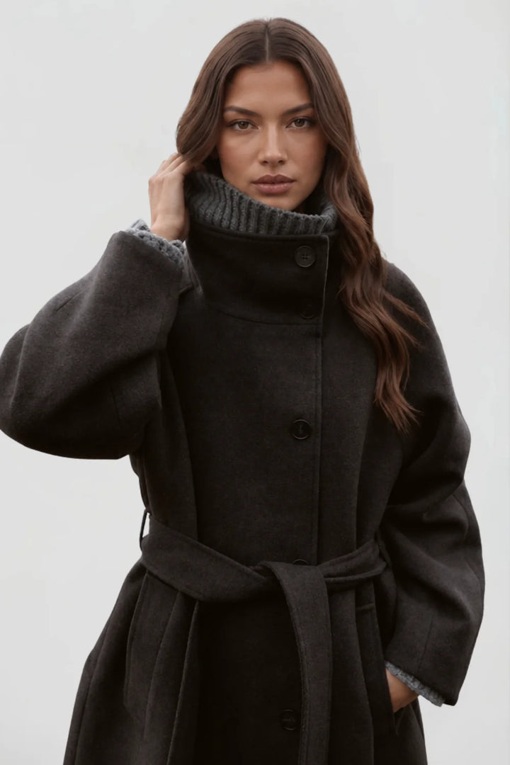 Damen Mantel mit Gürtel tailliert elegant 7