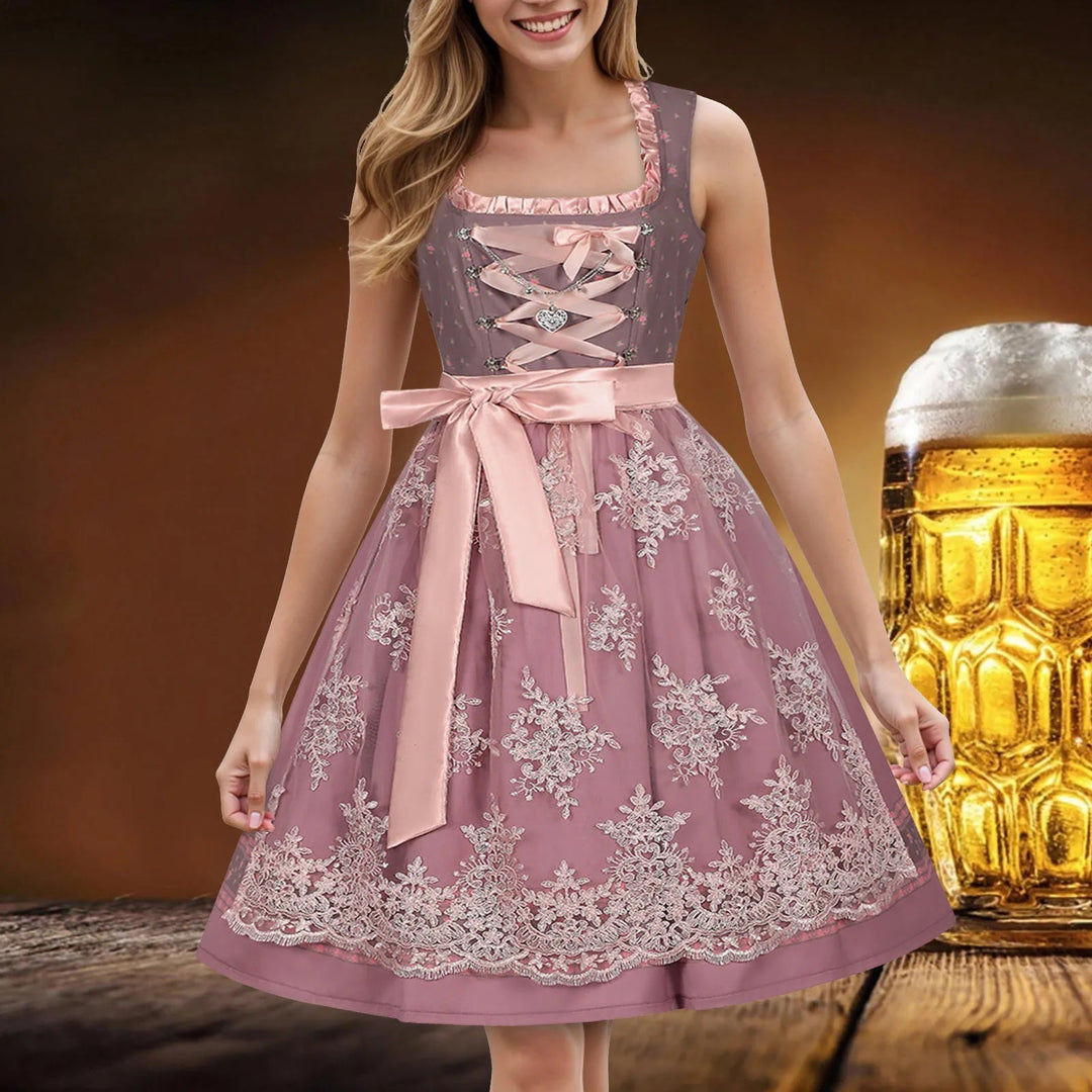 Damen Midi Oktoberfest Dirndl Kleid | Rosa 0