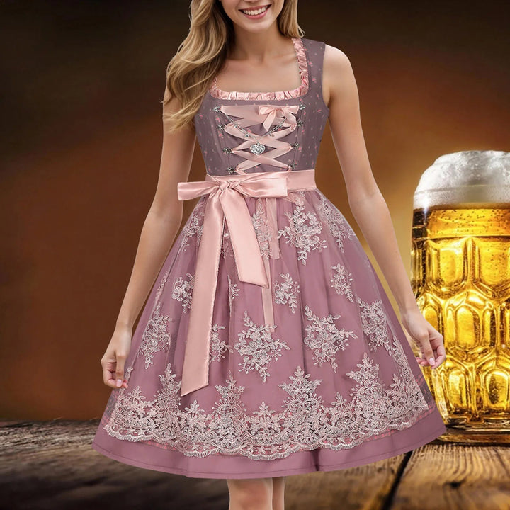 Damen Midi Oktoberfest Dirndl Kleid | Rosa 0