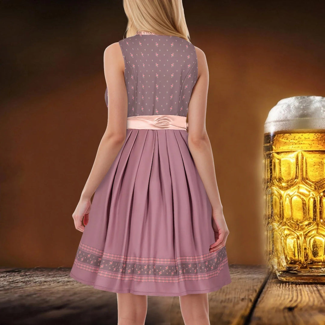 Damen Midi Oktoberfest Dirndl Kleid | Rosa 2