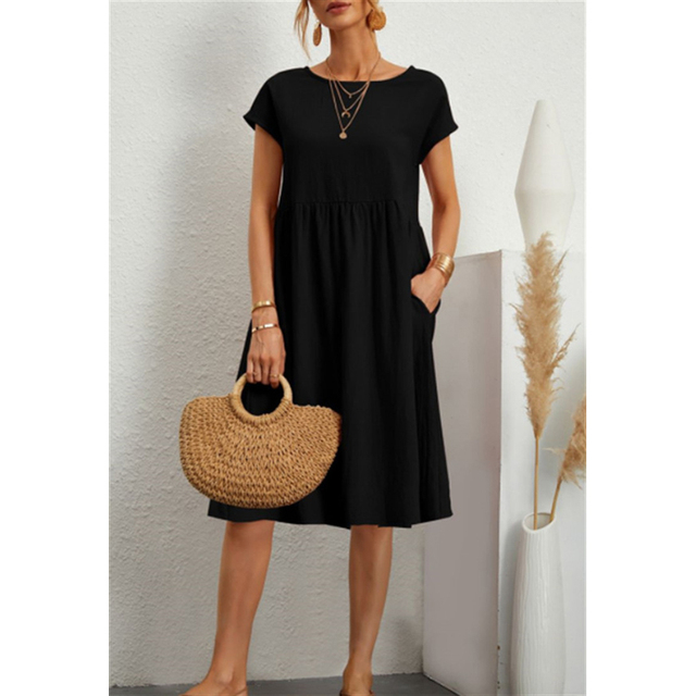 Damen Midikleid Sommerkleid mit entspannter Passform und praktischen Taschen 3