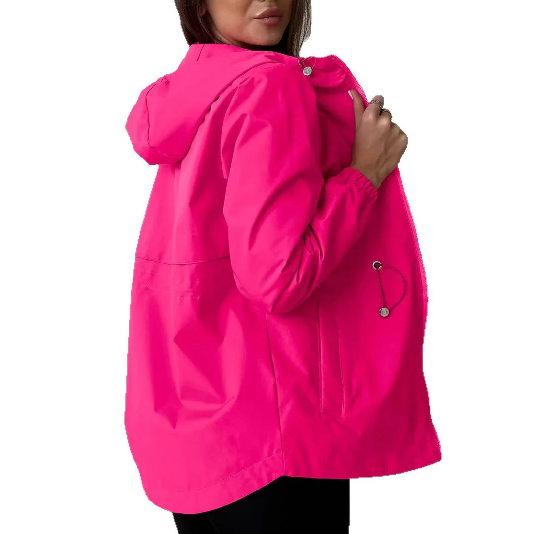 Damen Outdoorjacke mit anpassbarer Kapuze und geräumigen Taschen 5