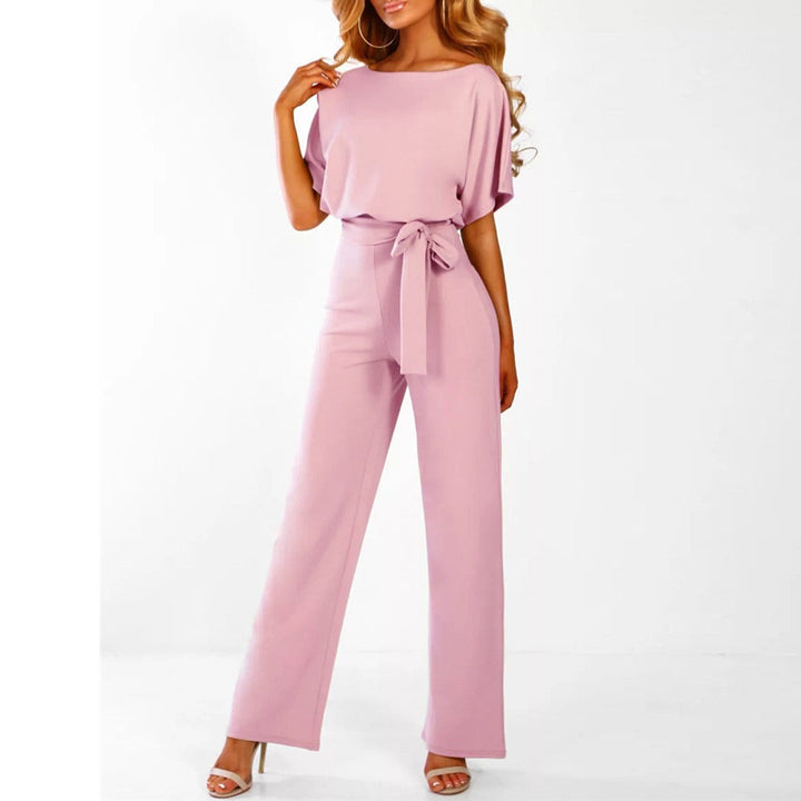 Damen Overall mit weitem Bein und Taillengürtel – Eleganter Kurzarm-Stil 6