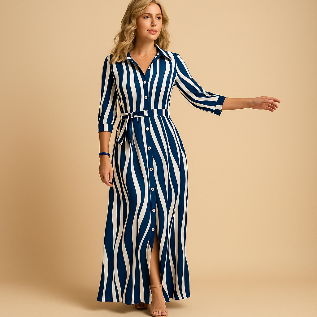 Damen Sommerkleid Lang Locker Kurzarm Atmungsaktiv Leicht Elegant 3