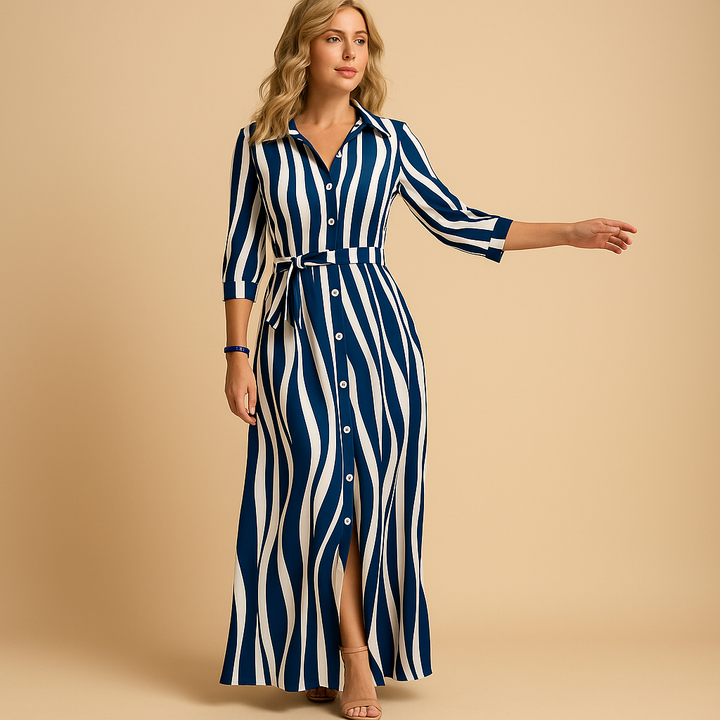 Damen Sommerkleid Lang Locker Kurzarm Atmungsaktiv Leicht Elegant 3