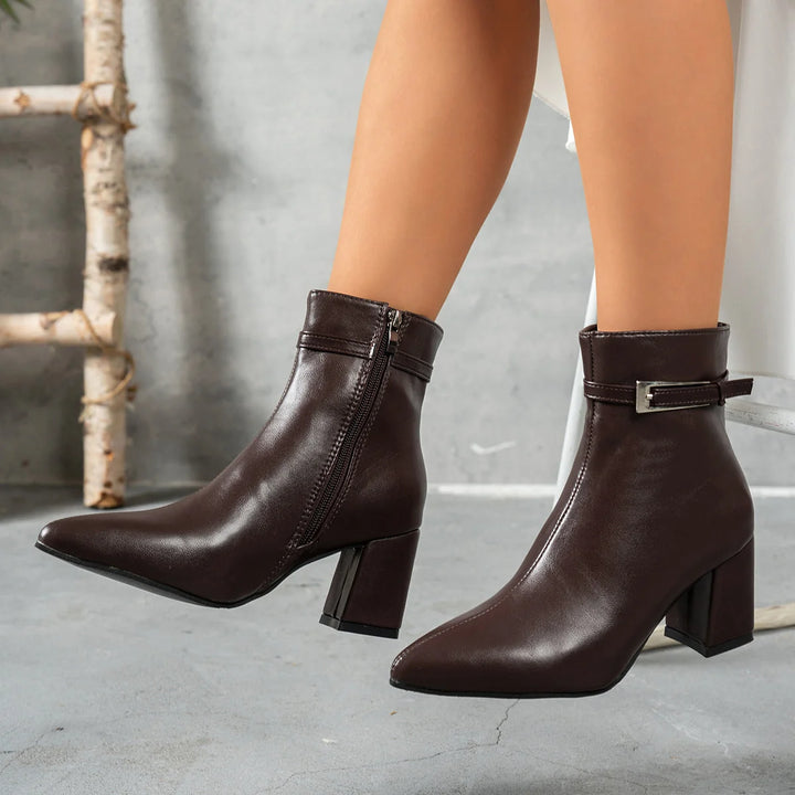 Damen Stiefeletten mit Blockabsatz und seitlichem Reißverschluss 5