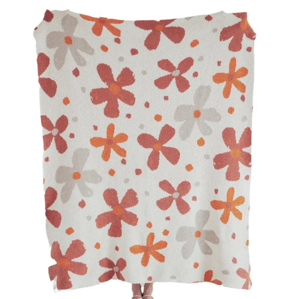 Damen Weiche Floral Strickdecke für Zuhause und Reisen Baumwolle-Polyester-Mischung 7