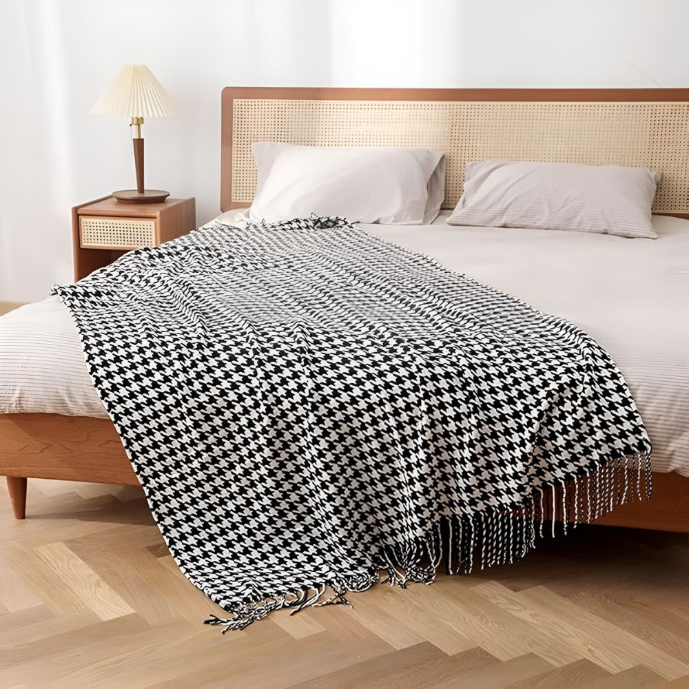 Damen Wolldecke Elegantes Hahnentritt-Muster Synthetische Wolle 2