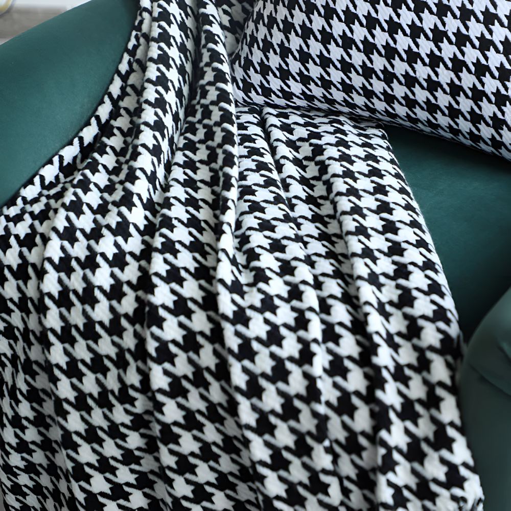 Damen Wolldecke Elegantes Hahnentritt-Muster Synthetische Wolle 3