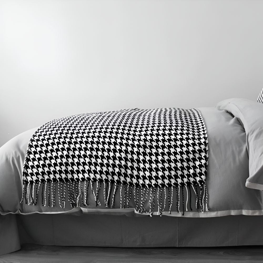 Damen Wolldecke Elegantes Hahnentritt-Muster Synthetische Wolle 4