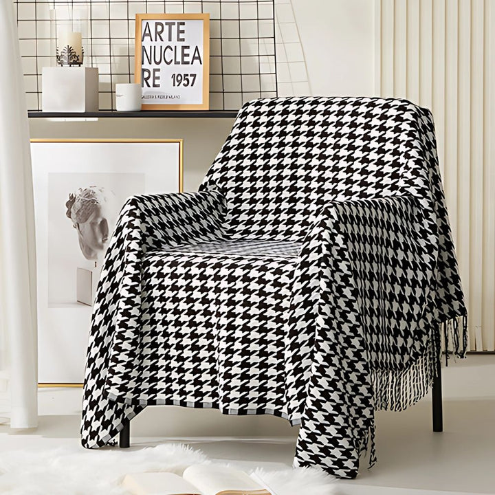 Damen Wolldecke Elegantes Hahnentritt-Muster Synthetische Wolle 7